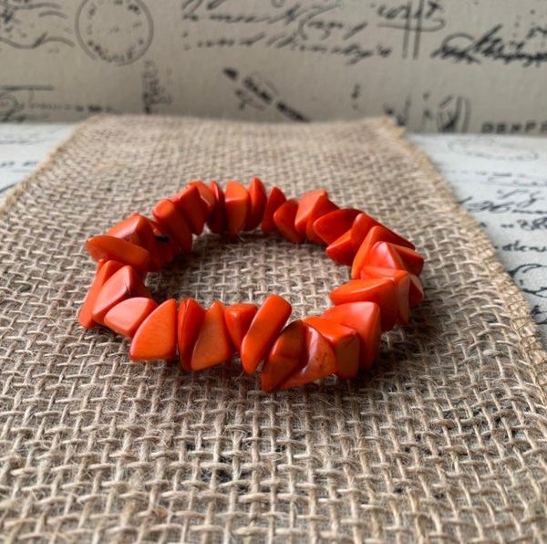 Orange Handmade Tagua Nut Bracelet