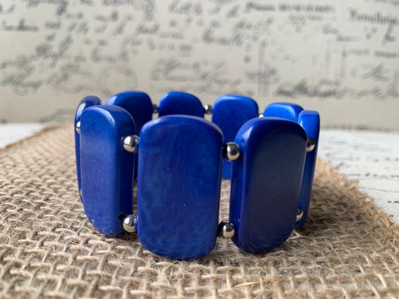 Royal Blue Statement Tagua Bracelet