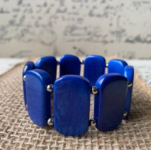 Royal Blue Statement Tagua Bracelet