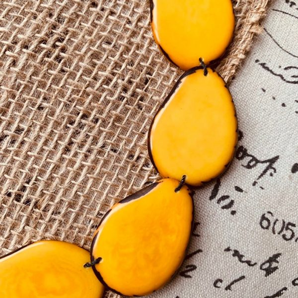 Yellow Single Layer Tagua Nut Necklace