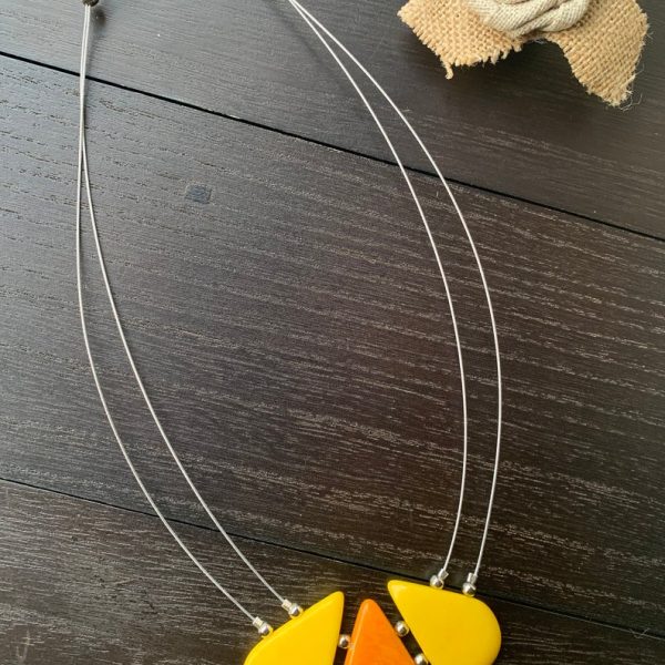 Yellow Teardrop Tagua Necklace with Memory Wire