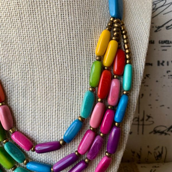 Rainbow Multi Layered Tagua Nut Necklace - Galapagos Tagua Jewelry