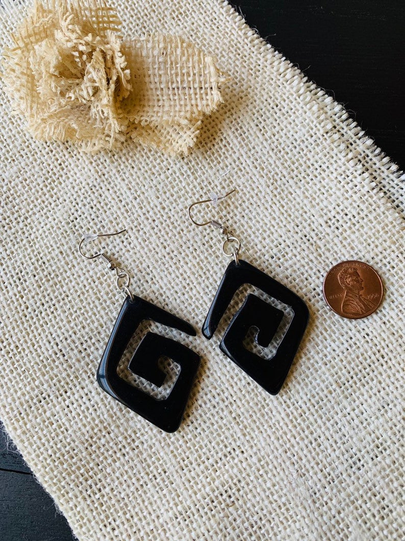 Black Modern Tagua Nut Earrings