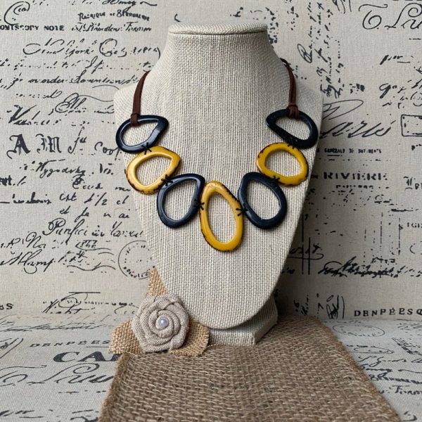Yellow and Gray Tagua Nut Necklace