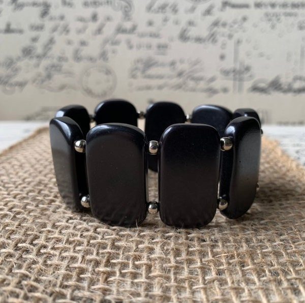 Black Geometric Tagua Nut Bracelet