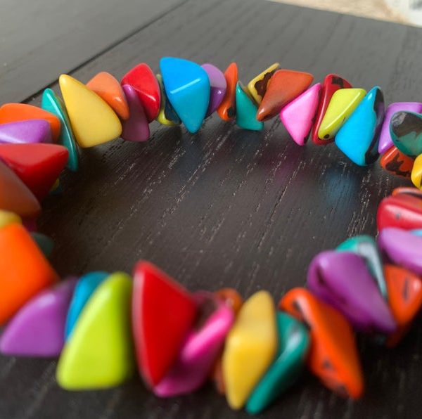 Rainbow Tagua Nut Bracelet for Women