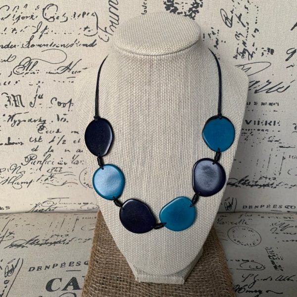 Turquoise Blue Tagua Nut Simple Necklace