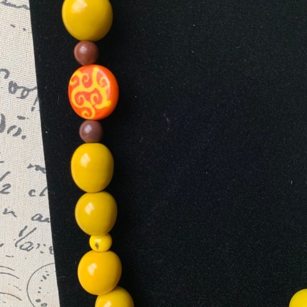 Yellow Bubblegum Beads Tagua Nut Necklace