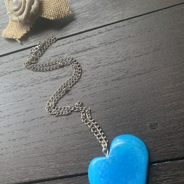Turquoise Blue Tagua Heart Pendant