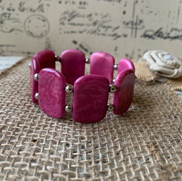 Purple Geometric Tagua Nut Bracelet