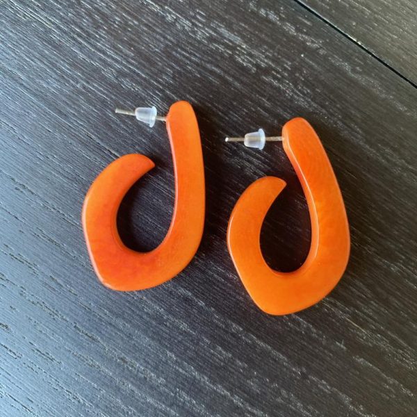 Orange Hoop Tagua Nut Earrings