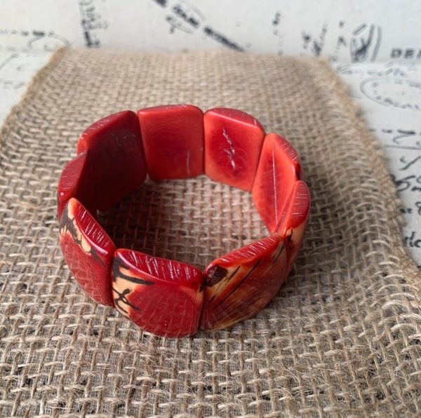 Red Bold Tagua Nut Bracelet