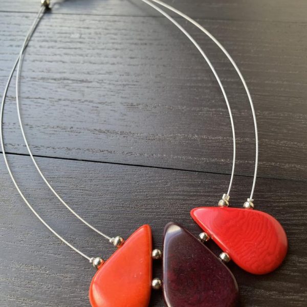 Red Teardrop Tagua Nut Necklace