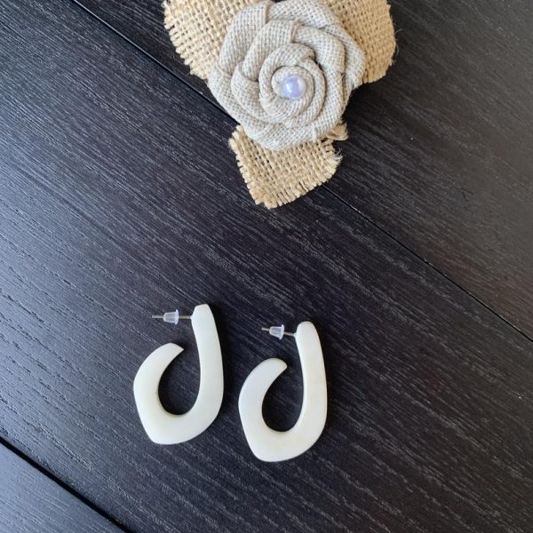 White Hoop Tagua Nut Earrings