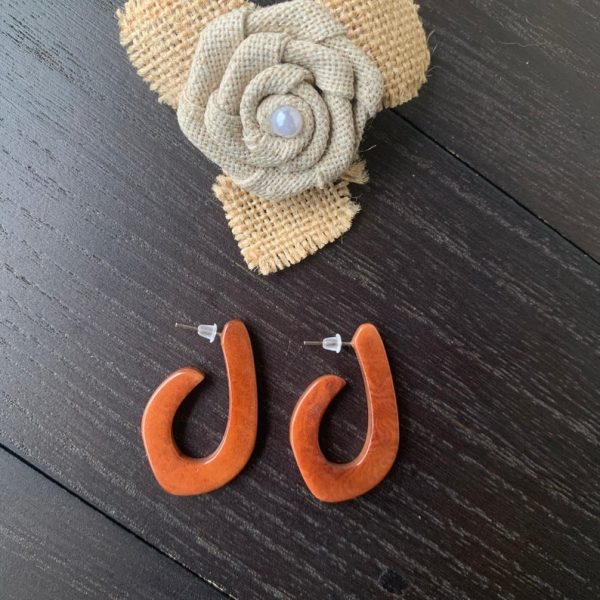 Brown Hoop Earrings Made of Tagua Nut