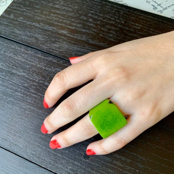 Green Cocktail Tagua Nut Rings