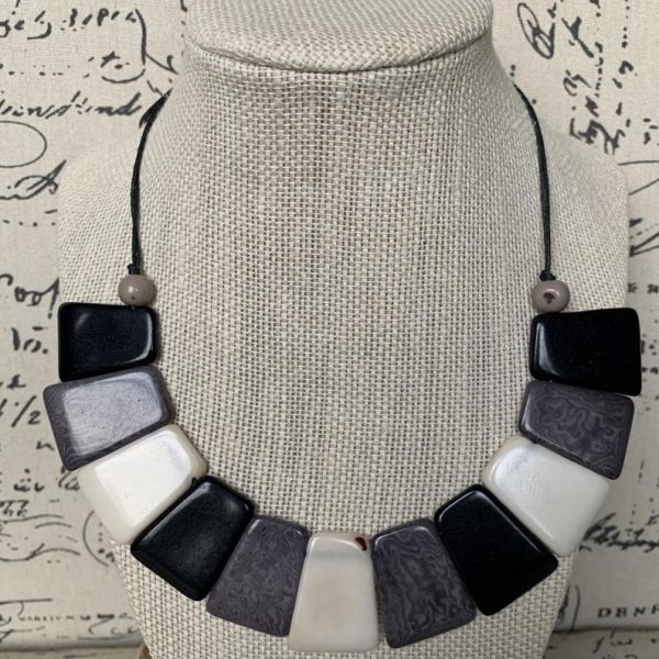 Black and White Geometric Tagua Nut Necklace