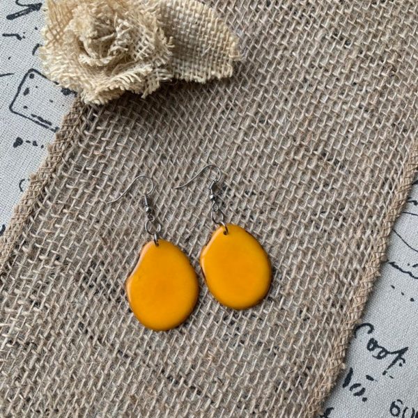 Mustard Yellow Tagua Nut Earrings