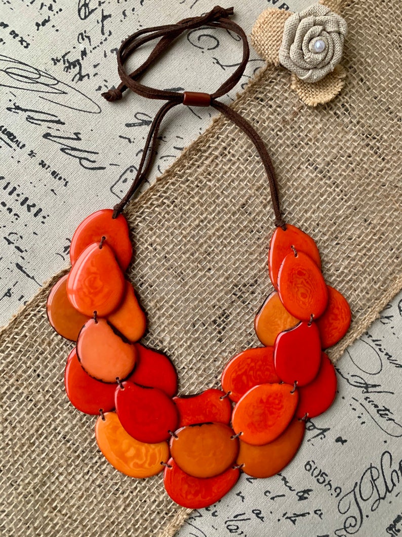 Lii Ji Real Agate Orange Colore Necklace Mutil Strands Statement Necklace  50cm Women Jewelry Stock Sale - AliExpress