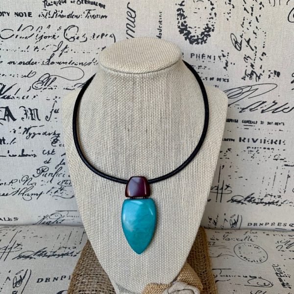 Turquoise and Brown Statement Tagua Nut Choker