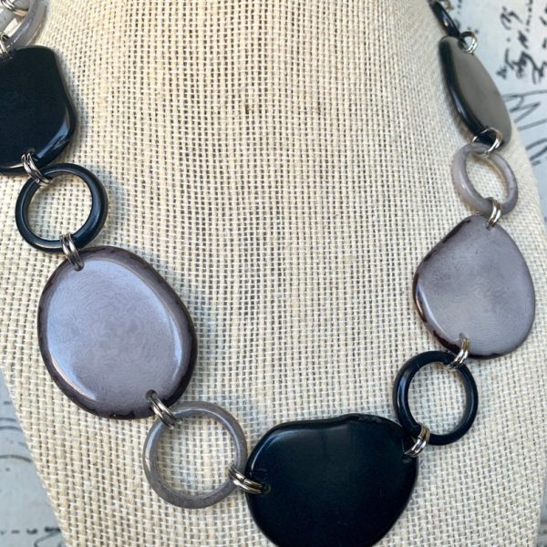 Black and Gray Short Tagua Nut Necklace