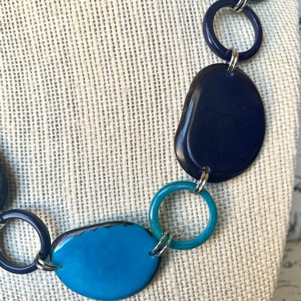 Blue and Turquoise Short Tagua Nut Necklace