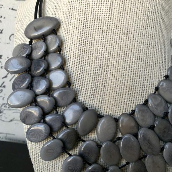 Gray Statement Triple Layer Necklace