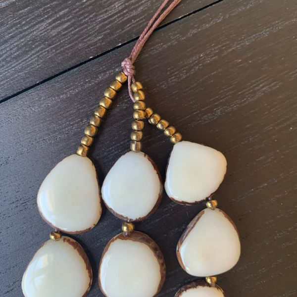 White triple layer tagua necklace