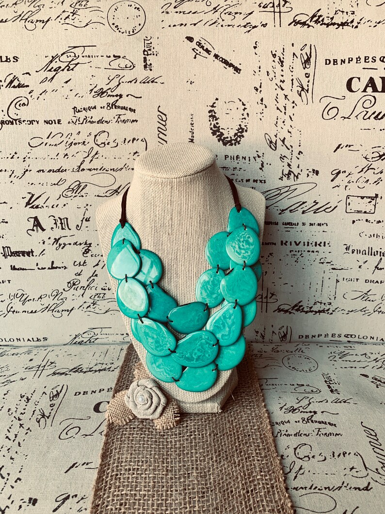 Chunky Turquoise Pendant Necklace, Clearance