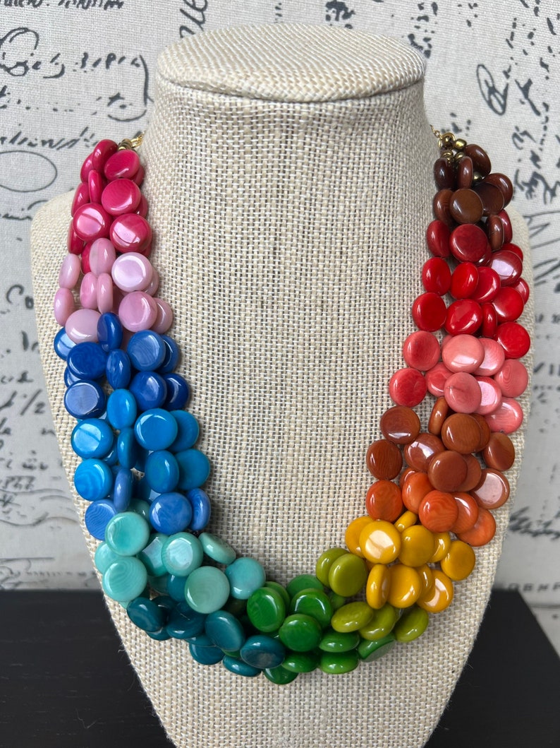 Sunny Rainbow Necklace • Colorful Beaded Summer Necklace